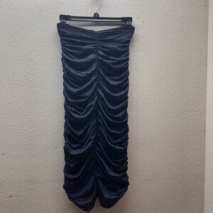 Susana Monaco Strapless Dress Navy Blue Ruched‎ Bandage Size XS Mini Strapless